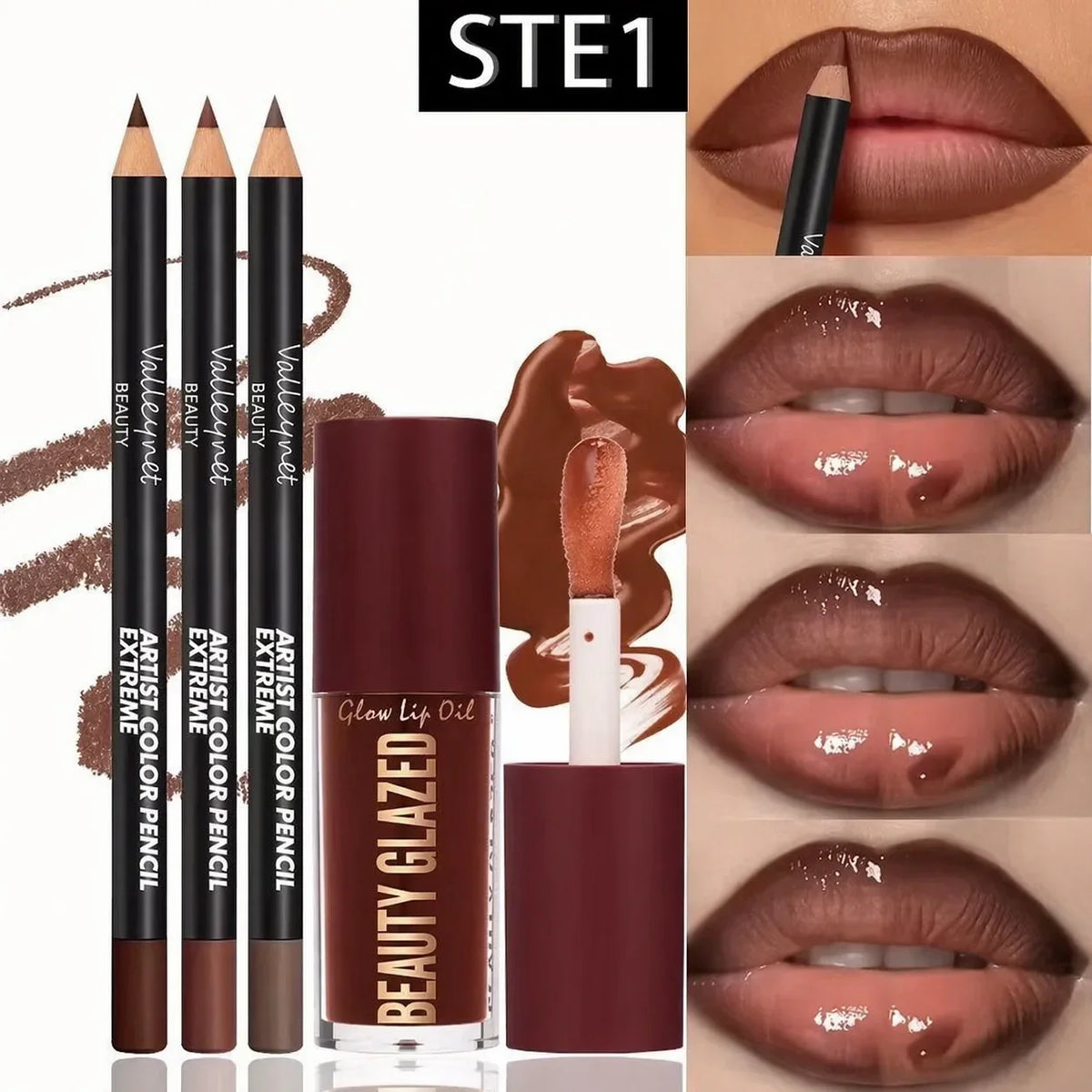 Nerovella Velvet Lip Set – 3 Liners + Gloss