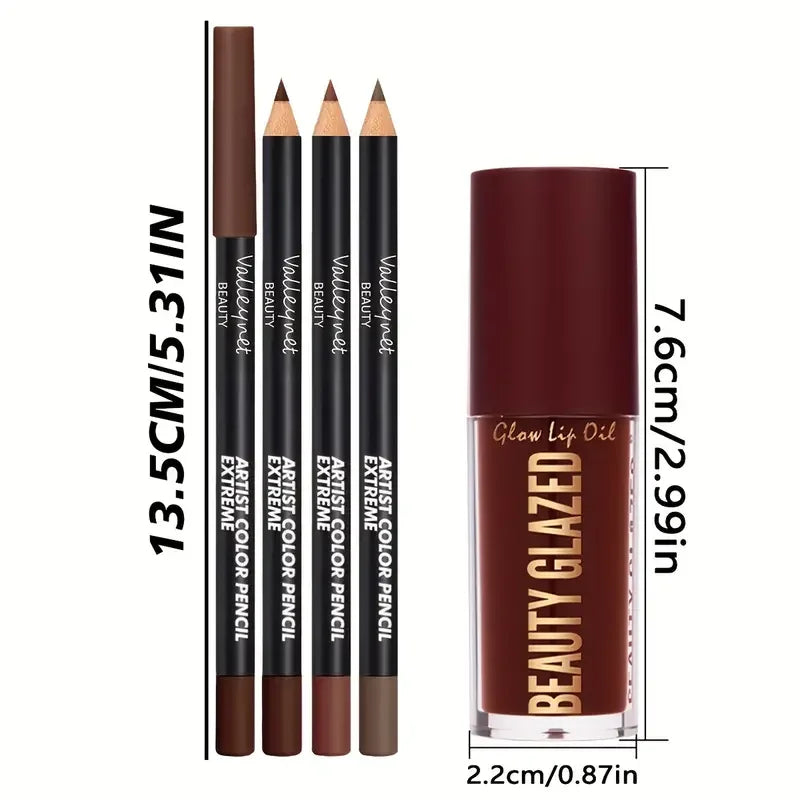 Nerovella Velvet Lip Trio – 4 Piece Lip Liner & Gloss Set