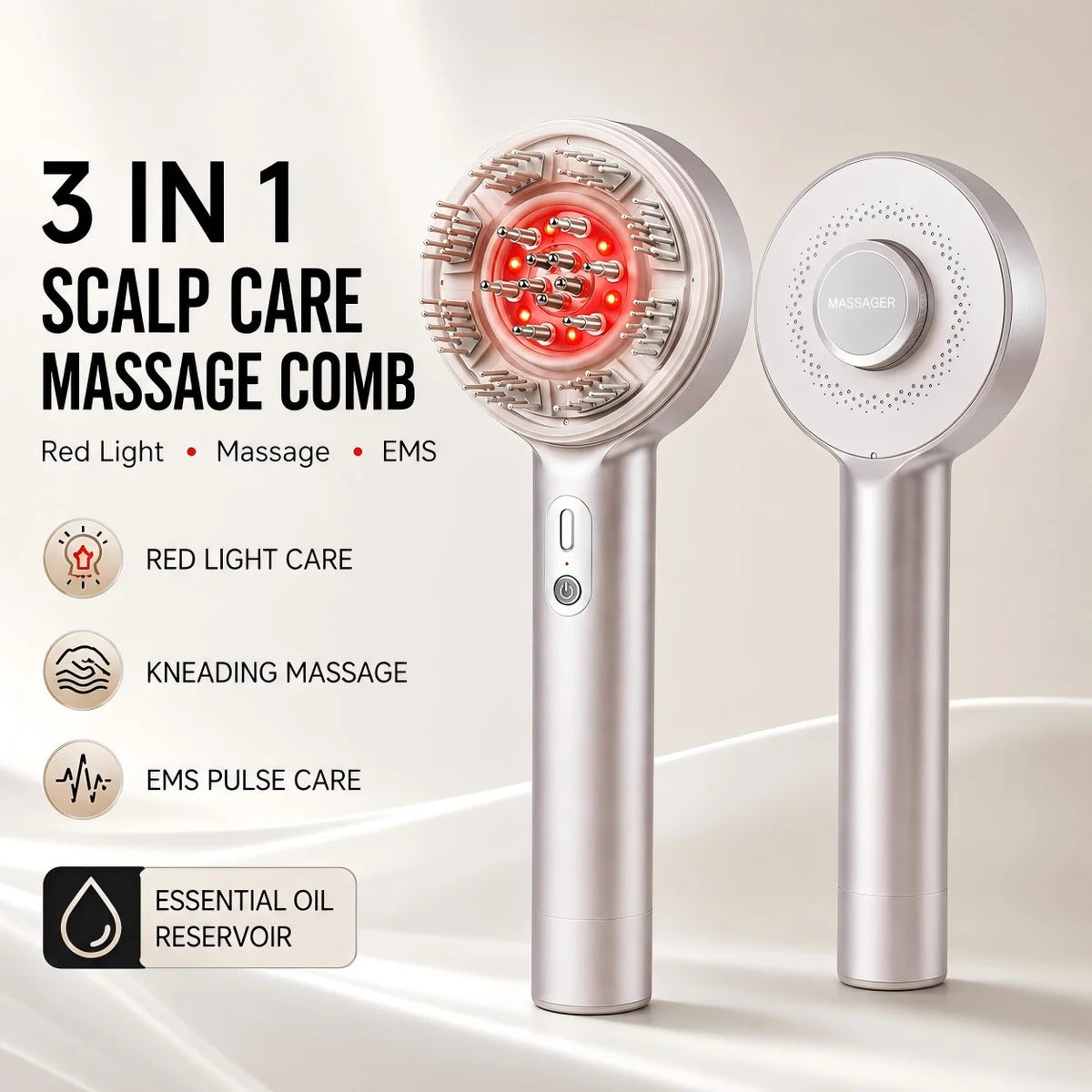 Nerovella ScalpPulse™ Red-Light Electric Massage Comb